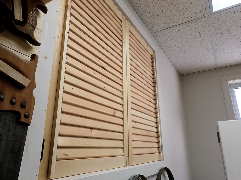installed wooden shutters